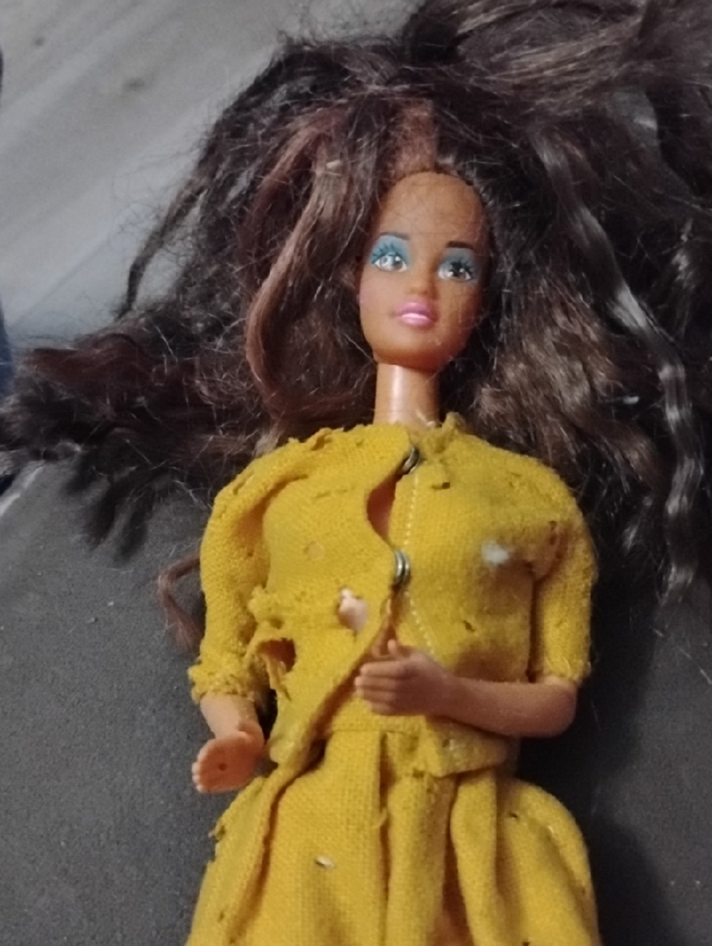 Vintage Fashion Doll in Mustard Yellow Dress